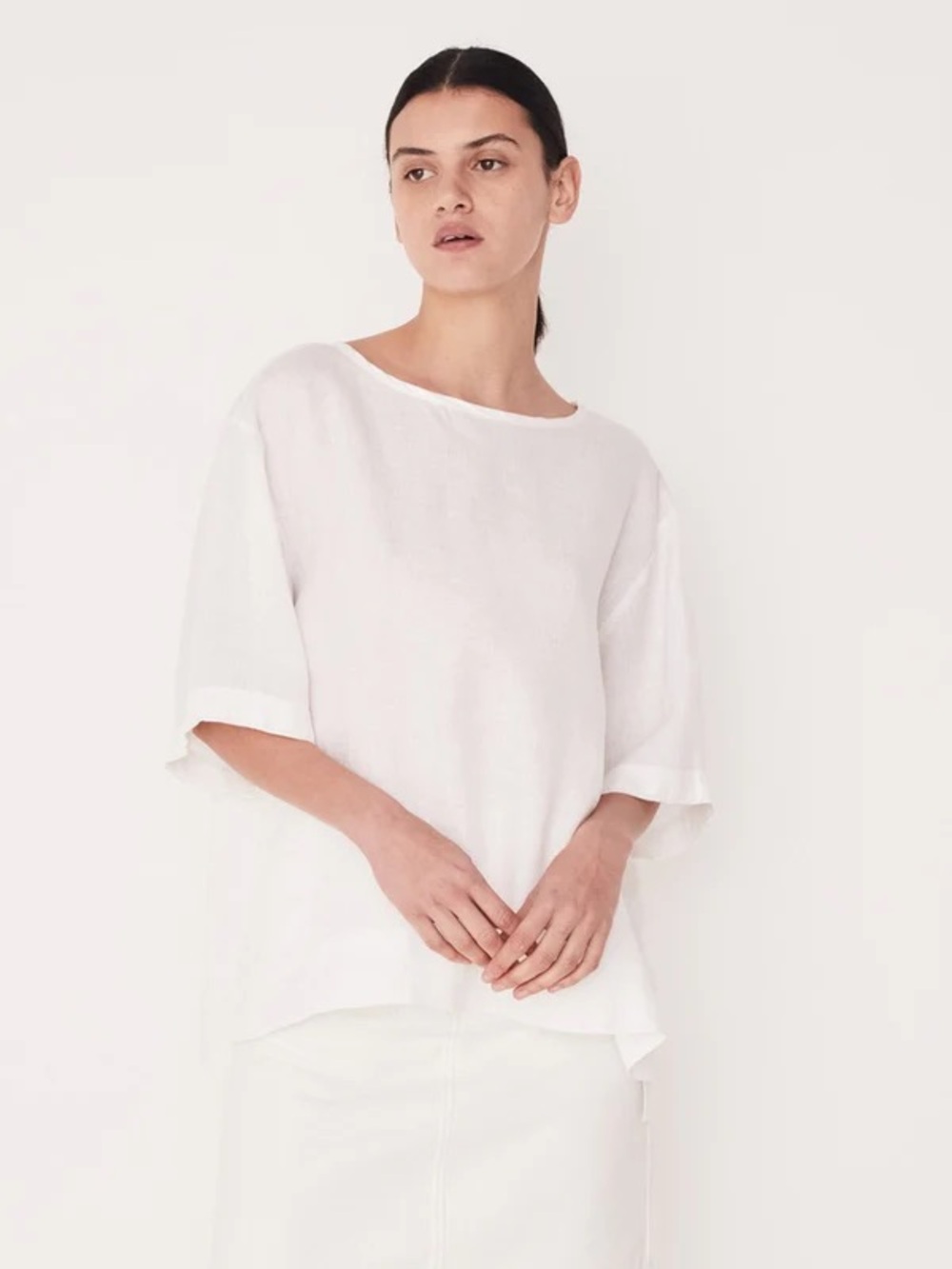 Assembly Label White Linen Boxy Blouse